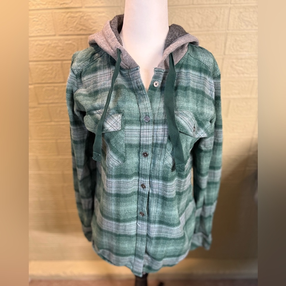 Women's Canyon Point II Cotton Flannel Plaid Hooded Shirt